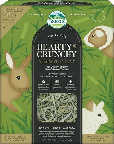 Oxbow Prime Cut Soft & Lush Timothy Hay, Premium Hays for Rabbits, Guinea Pigs, and Chinchilla, High-Fiber Hay, Rabbit Dental Health, 20oz in Kuwait