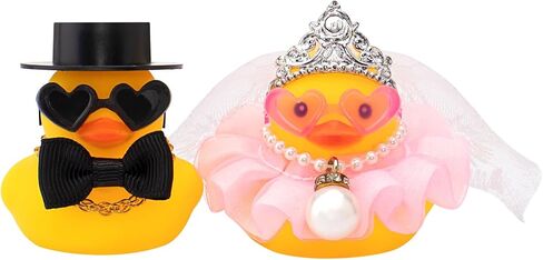 wonuu Pair Set of 2 Wedding Rubber Ducks, Bride Groom Duckies Marriage Rubber Duck Mini Couple Ducky for Ceremony Gift Souvenir Marry Blessings Elegant Heartwarming Present, White in Kuwait