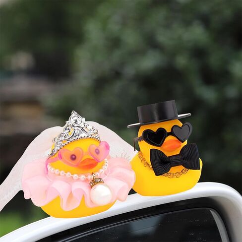wonuu Pair Set of 2 Wedding Rubber Ducks, Bride Groom Duckies Marriage Rubber Duck Mini Couple Ducky for Ceremony Gift Souvenir Marry Blessings Elegant Heartwarming Present, White in Kuwait