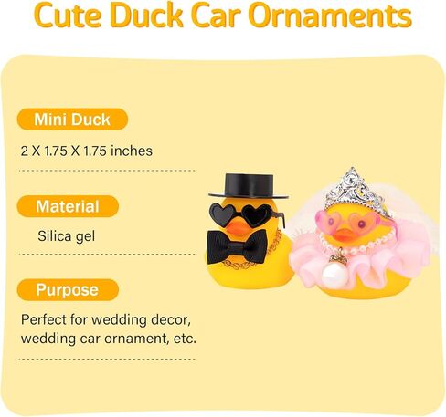 wonuu Pair Set of 2 Wedding Rubber Ducks, Bride Groom Duckies Marriage Rubber Duck Mini Couple Ducky for Ceremony Gift Souvenir Marry Blessings Elegant Heartwarming Present, White in Kuwait