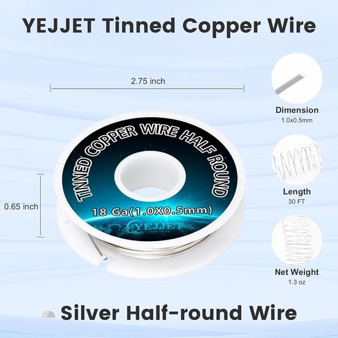 50 Ft Tinned Copper Wire Half Round 20 Gauge 1.3 oz Tinned Copper Wire for Jewelry Making in Kuwait