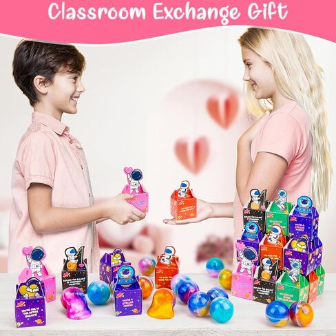 30 Pack Valentines Gifts for Kids Galaxy Slime Valentines with Valentine Day Cards for Valentine Party Favors Valentines Cards for Kids Classroom Boys Valentines for School in Kuwait