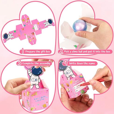 30 Pack Valentines Gifts for Kids Galaxy Slime Valentines with Valentine Day Cards for Valentine Party Favors Valentines Cards for Kids Classroom Boys Valentines for School in Kuwait