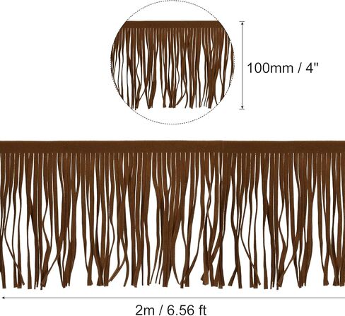 uxcell 2 Yards 6 Inch PU Leather Fringe Trim Double Side Leather Sewing Tassel Fringe for DIY Sewing Dress Crafts Skirt Decoration, Coffee Brown in Saudi Arabia