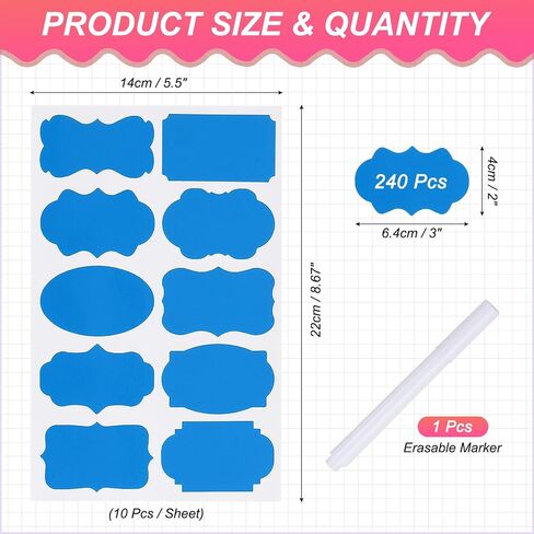 PATIKIL 240 Pcs Chalkboard Labels for Jars, 2" x 3" Self Adhesive Blank Gift Stickers All Purpose Name Tags Sticker with Marker for Present, Canning, Bottle, Food Containers, Light Orange in Saudi Arabia