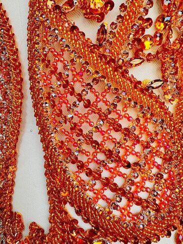 Handmade Rhinestone Applique Sewing Beads Stones Trim Patches for Skirt Accessories 15X22.4inches (Champagne) in Kuwait