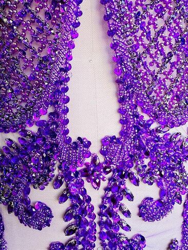 Handmade Rhinestone Applique Sewing Beads Stones Trim Patches for Skirt Accessories 15X22.4inches (Champagne) in Kuwait