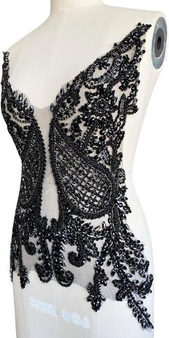 Handmade Rhinestone Applique Sewing Beads Stones Trim Patches for Skirt Accessories 15X22.4inches (Champagne) in Kuwait