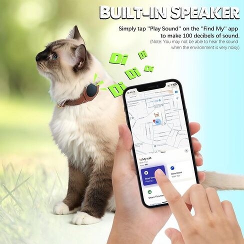 يعمل Cat Tracker ، GPS Pet Tracker for Cats (iOS فقط) ، طوق القط الجلدي مع تعقب ، مع أي طوق ، لا رسوم شهرية ، متوافق مع Apple Find My Aptire Not for Android (Pink) in Kuwait