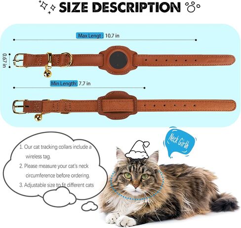 يعمل Cat Tracker ، GPS Pet Tracker for Cats (iOS فقط) ، طوق القط الجلدي مع تعقب ، مع أي طوق ، لا رسوم شهرية ، متوافق مع Apple Find My Aptire Not for Android (Pink) in Kuwait