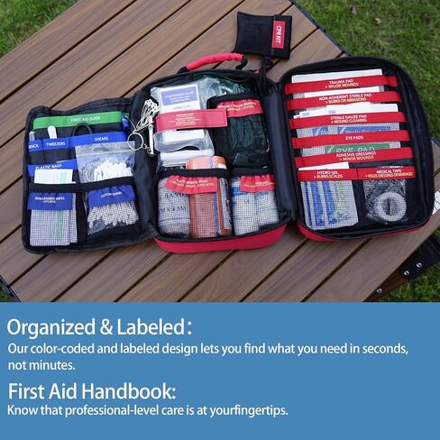 Waterproof First Aid Kit -Labeled Compartments Trauma Kits, Advanced Large Emergencies Medical Kits for Cars, Boats, Camping, Hurricanes and Outdoor Emergencies- 262 Piece Kit in Kuwait