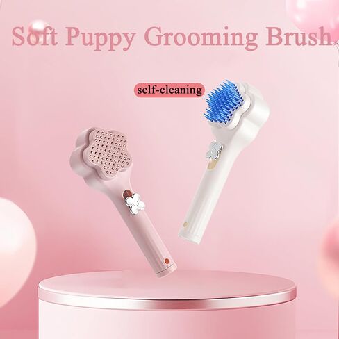 Self-Cleaning Soft Fur Beauty Brush for Small Dogs – Gentle Grooming Brush Comb for Chihuahuas, Teddy Dogs, Yorkies, Maltipoos, and Shih Tzus (Pink Pink) in Kuwait