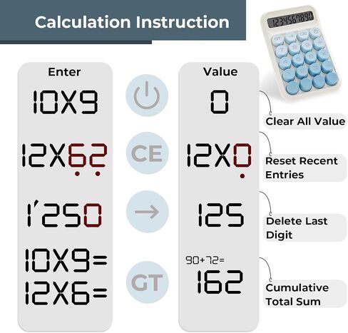 Y YOMA 1 Pack Mechanical Switch Calculator with 10 Digit Large LCD Display Big Button, Mini Cute Desktop Calculator 4 Function Basic Calculators for School Home Office Business, Dusty Violet in Saudi Arabia