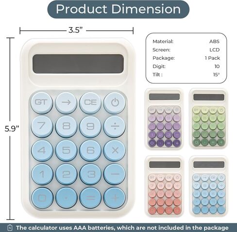 Y YOMA 1 Pack Mechanical Switch Calculator with 10 Digit Large LCD Display Big Button, Mini Cute Desktop Calculator 4 Function Basic Calculators for School Home Office Business, Dusty Violet in Saudi Arabia