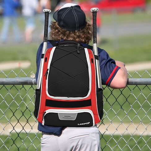 LARIPOP Youth Baseball Bag - Bat Backpack for Softball and T-ball Gear with Separate Shoe Compartment, Adult Softball Bag for Baseball Glove Helmet and Accessories with Large Compartment Fence Hooks in Kuwait