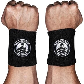 Kettlebells Wrist Guard [Bells of Steel] BellGuard Wrist Sweatband with Plastic Inserts for Shock Absorption | Gym Wrist Wraps, Wrist Brace for Working Out | One-Size-Fits-All, Pair of Wrist Guards