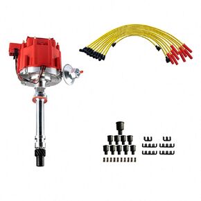 MAS HEI Distributor & Spark Plug Wires Combo Kit Red Cap and Rotor kit Replacement for 262 267 305 307 454 Chevrolet C10 GMC Oldsmobile Pontiac SBC BBC 350 400