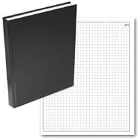 BookFactory Black Grid Notebook/Grid Book - 96 Pages (.25 Grid Format) 8" x 10" Black Cover Section Sewn Hardbound (GRD-096-SGP-A-LKT00)