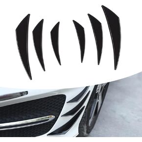 ZKFAR Pack-6 Auto Front Bumper Lip Splitter, Car Spoiler Canards Kit, Body Anti-Collision Diffuser, Exterior Soft Rubber Decorative Accessories, Vehicle Universal Stickers (Carbon Fiber Black)