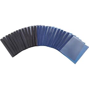 Amazon Basics Letter Size Clear Front Poly Report Cover with Metal Prong Fasteners - 25-Pack, Assorted Black and Navy