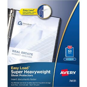 Avery Diamond Clear Super Heavyweight Sheet Protectors, Easy Load, 50 Document Protectors (74130)