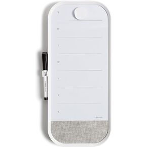 U Brands Modern Bevel Magnetic Dry Erase Calendar Board with Bulletin Strip, 7"x16", White Frame, includes Magnet, Marker