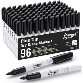 Dry Erase Markers Bulk, 96 Pack Fine Point Tip Black Dry Erase Markers, Low Odor Whiteboard Markers for Back to School, Office, Home, Work On White board & Calendar, Refrigerator.