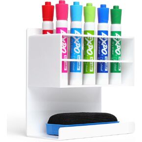 White Magnetic Marker Holder for Whiteboard - Acrylic Dry Erase Marker Holder Magnetic - Whiteboard Marker Holder for school and office- Magnetic Dry Erase Marker Holder (1 Pack)
