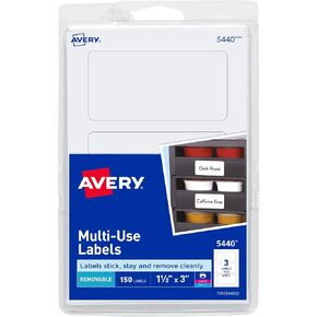Avery Removable Print or Write Labels, 1.5 x 3 Inches, White, Pack of 150 (5440)