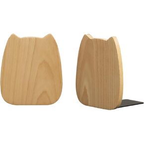 muso wood Bookends for Shelves, Book Ends for Home Office School Library Kitchen, Cute Book Stopper, Walnut Book Holder 1 Pair