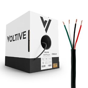 Voltive 16/4 Plenum Speaker Wire - 16 AWG/Gauge 4 Conductor - UL Listed Plenum Rated (CL2P/CL3P/CMP) - Oxygen-Free Copper (OFC) - 500 Foot Bulk Cable Pull Box - White