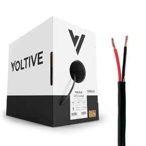 Voltive 12/2 Speaker Wire - 12 AWG/Gauge 2 Conductor - UL Listed in Wall Rated (CL2/CL3) - Oxygen-Free Copper (OFC) - 500 Foot Bulk Cable Pull Box - White