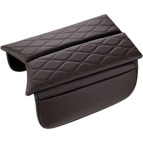 Karltys Center Console Cover for Mercedes Benz C300 C Class W205 2015-2021 /GLC Class 2016-2022 /EQC 2019-2024, Anti-Scratch Leather Waterproof Armrest Console Cover with Storage Pockets (Black)