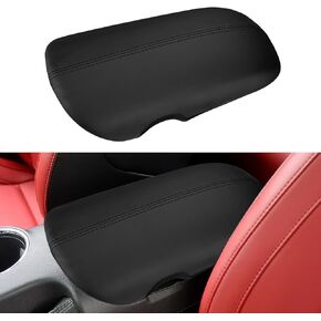 غطاء وحدة التحكم المركزية للسيارة INTGET لملحقات Ford Mustang 2015-2024 2016 2017 2018 2019 2020 2021 2022 2023 غطاء مسند ذراع من الجلد غطاء مقعد متوسط ​​(غرز حمراء، 2015-2024) in Kuwait