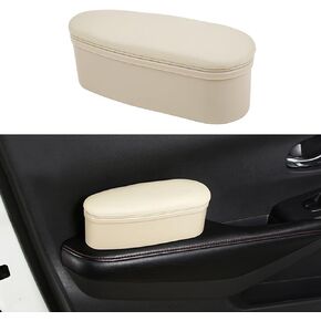 Ziciner Car Armrest Support Cover, Universal Leather Car Side Door Armrest Pillow, Relieve Driver Arm Fatigue Storage Box Cushion Pad, Automotive Interior Accessories for Most Vehicles (Beige)