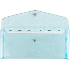 MEI YI TIAN Cash Envelope Wallet with 6pcs Divider with Pockets and 2pcs Tab Stickers Set Reusable Budget Envelopes Pink Glitter PVC Money Bag Pouch Organizer for Budgeting Bill Receipt Coupons
