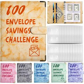 100 Envelopes Challenge Binder for Money Saving, Money Saving Budget Binder Book Organizer with Cash Envelopes-100 Day Cash Stuffing to $5,050 Go Go Go-Pink
