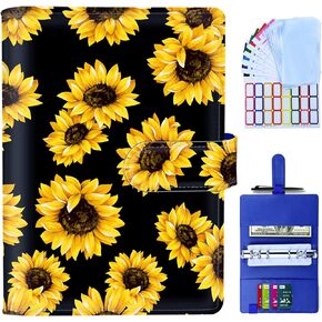Budget Binder, A6 PU Leather Budget Binder with Zipper Envelopes, Cash Envelopes for Budgeting Money Organizer for Money Saving Planner Book Cover -Butterflies