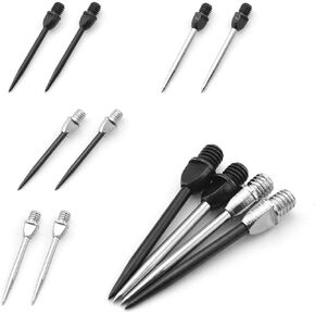 Steel Dart Tips 12pcs Flat Head Replaceable Dart Steel Tip 2BA Thread Darts Needle Accessories for Soft Tip Become Metal Needle Tips Darts 4 Types