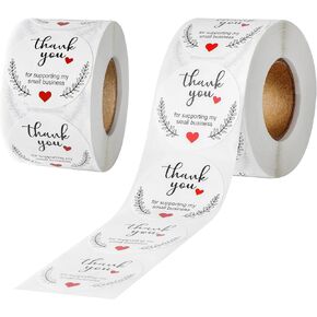 Thank You for Supporting My Small Business Stickers 1.5 inch 2 Rolls Total 1000 PCS Thankful Stickers for Small Business Packaging 1 1/2 inch Round Business Appreciation Lable Stickers (Kraft)