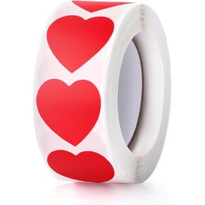 500Pcs Red Heart Stickers, 1" Valentine's Day Love Shape Labels, Self-Adhesive Heart Stickers for Mother’s Day, Envelopes, Wedding, Crafting, Scrapbooking, Gift, Award Charts (Red)