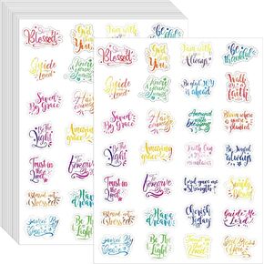 840 Pieces Inspirational Clear Bible Verse Stickers Clear Sticker Motivational Verse Encouraging Scripture Decals Pray Labels for Laptop Bottle Planner Diary Scrapbooks Album(Multicolor)