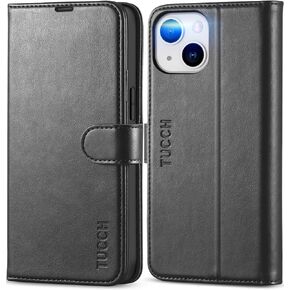 TUCCH Case for iPhone 13 Mini Wallet Case, [TPU Shockproof Inner Shell] PU Leather [RFID Blocking] [Credit Card Holder] Magnetic Stand Flip Cover Compatible with iPhone 13 Mini 5.4-inch 2021, Black