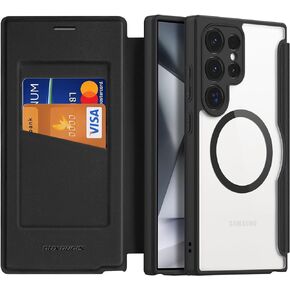 DUX DUCIS for Samsung Galaxy S24 Ultra Case Wallet with Card Holder [Compatible with MagSafe] [RFID Blocking] Premium Leather Flip Folio Cover Case for Samsung S24 Ultra (6.8",Black)
