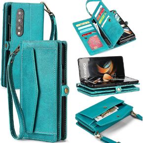 for Samsung Galaxy Z Fold 3 Wallet Case for Women with 【S Pen Holder】, RFID Blocking Card Holder, PU Leather Flip Phone Case with Crossbody Strap Wristlet Kickstand for Galaxy Z Fold 3, Pink in Kuwait