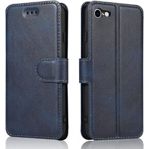 حافظة QLTYPRI لهاتف iPhone SE 2022 5G/iPhone SE 2020/iPhone 8/iPhone 7، حافظة محفظة بسيطة من جلد البولي يوريثان الفاخر مع فتحات للبطاقات ومسند إغلاق مغناطيسي وغطاء قلاب مقاوم للصدمات لهاتف iPhone 7/8/SE2/SE3- بني