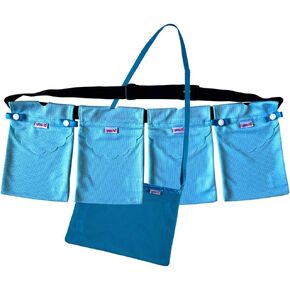 Set of 4 Mastectomy Drainage Pouches with Shower Bag - Effective & Comfortable Post-Breast Cancer Surgery Recovery Aid, Lake Blue & Mesh Blue