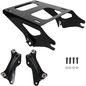 Chrome Two Up Mounting Bracket Luggage Rack and 4 Point Docking Hardware Kits Compatible with for Touring Road King Street Glide Road Glide Electra Glide Tour Pack Pak 2014-2023