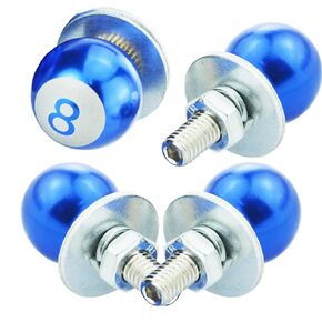 Novelty License Plate Bolts 8 Ball Car Plate Screws Anti-Theft Car Tag Screws for Most Vehicle Motorcycle 4 Pcs (Blue)