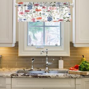 JSTEL Easter Bunny Curtain Valance for Window,Spring Valance Rabbit Window Valance Rod Pocket Short Valances Window Treatment,1 Panel, 54 x 18 inch